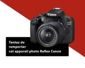 1 appareil photo Reflex Canon EOS 2000D Noir avec objectif (399 euros)