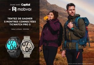 5 montres connectées "TicWatch Pro 5" (360 euros)