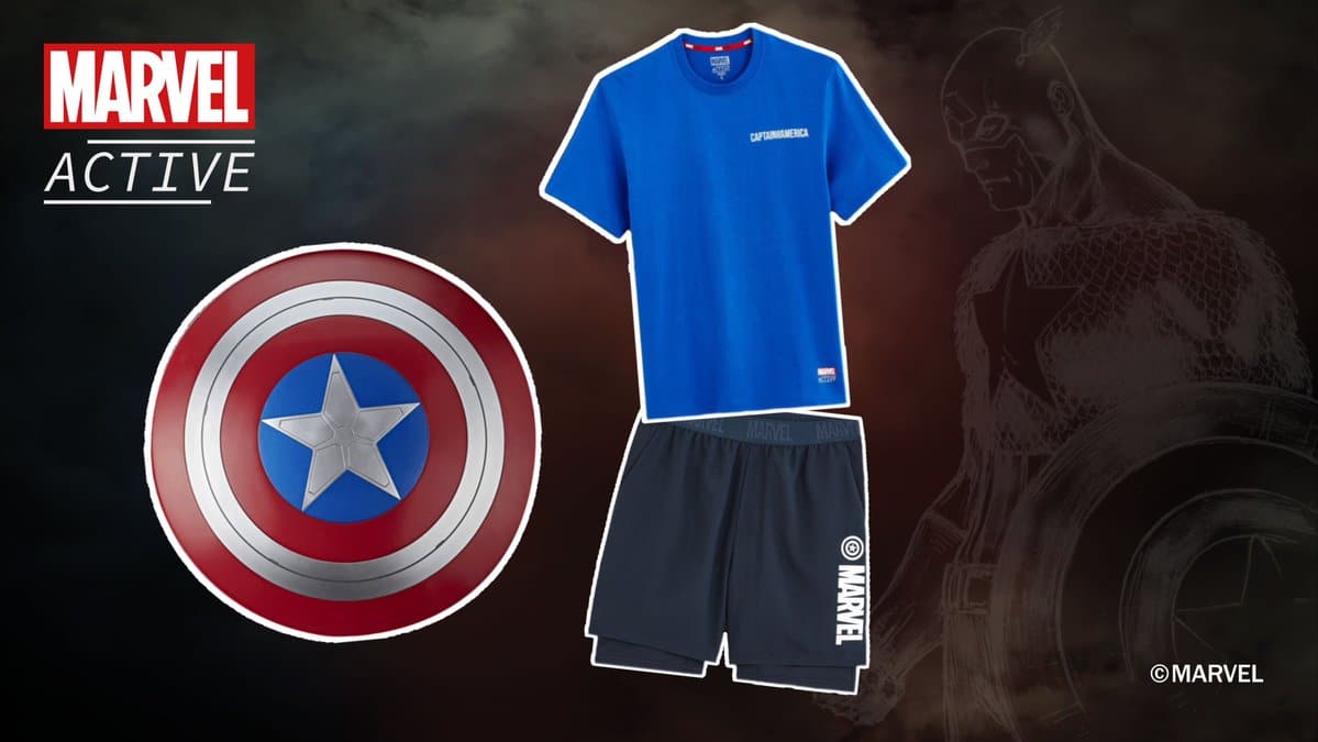 T-shirt Captain America 'Logo Bouclier' Homme - 100% Coton, Coupe Standard, Manches Courtes