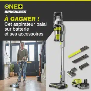 1 aspirateur balai "Ryobi" avec son pack énergie valeur 358 €
