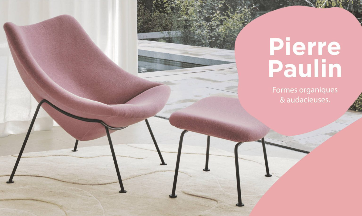 1 chaise Curule en finition chêne naturel du designer Pierre Paulin ...