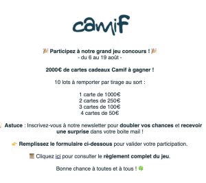 1 bon d'achat Camif de 1000 euros