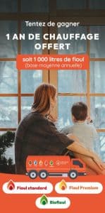 1 an de chauffage au fioul (soit 1000 litres)