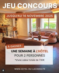 1 séjour pour 2 personnes à l'hôtel "Le Lachens" à La Bastide (83) incluant 2 dîners à l'hôtel valeur 730 €