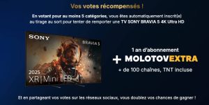1 TV Sony Bravia 5 MiniLED 4K valeur 1 600 €