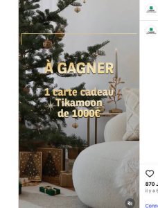 1 bon d'achat "Tikamoon" de 1000 euros