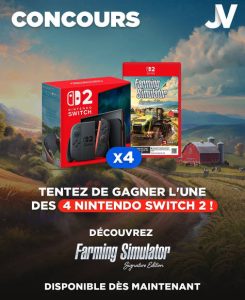 4 consoles de jeux Nintendo Switch 2 avec 1 jeu vidéo "Farming Simulator Signature Edition"