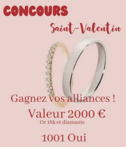 1 paire d'alliances en or 18 carats avec diamants valeur 2 000 €