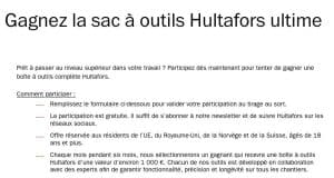 1 boîte à outils Hultafors valeur 1 000 €
