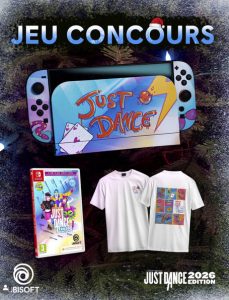 1 lot composé de 1 console Nintendo Switch 2 + 1 jeu vidéo "Just Dance 2026" + 1 t-shirt