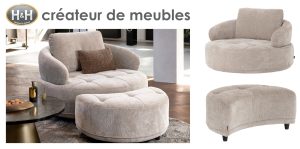 fauteuil Ivana avec pouf de la marque H&H valeur 2 248 €