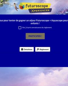 1 séjour Futuroscope + Aquascope pour 2 adultes et 2 enfants valeur 640 €