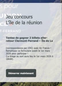 2 billets aller-retour Clermont-Ferrand – Île de La Réunion