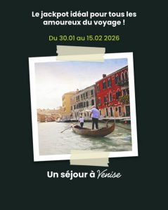 1 voyage de 2 nuits pour 2 personnes à Venise (avec petits-déjeuners et hôtel) valeur 600 €