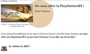 1 PlayStation®5, 1 jeu Gran Turismo 7 et 1 Blu-ray 4K du film ! valeur 644 €