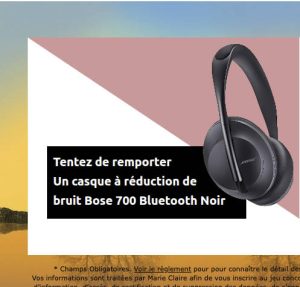 1 casque audio Bose 700 Bluetooth valeur 399 €