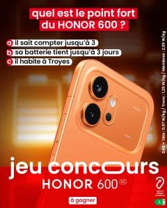 1 smartphone Honor 600 256Go valeur 649 €