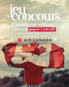 2 billets d'avion aller‑retour pour Montréal au départ de Nantes valeur 870 €