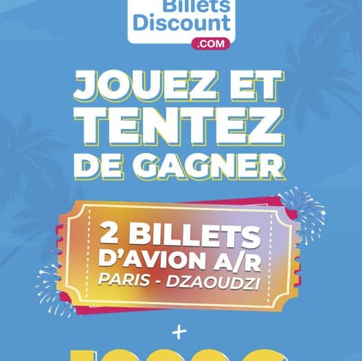 2 Billets d'avion A/R Paris - Dzaoudzi (Mayotte)