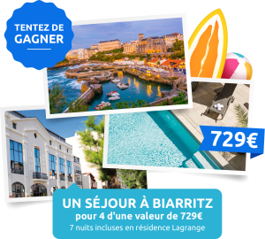 1 séjour d'une semaine pour 4 personnes en résidence Lagrange à Biarritz