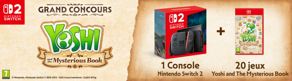 1 console Nintendo Switch 2 et les jeux Yoshi and The Mysterious Book valeur 539 €