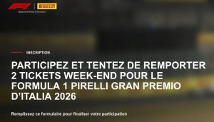 week-end pour 2 personnes à Monza afin d'assister au Grand Prix d'Italie