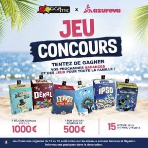 1 bon d’achat Azureva de 1 000 € + un kit de jeux Gigamic de 100 €