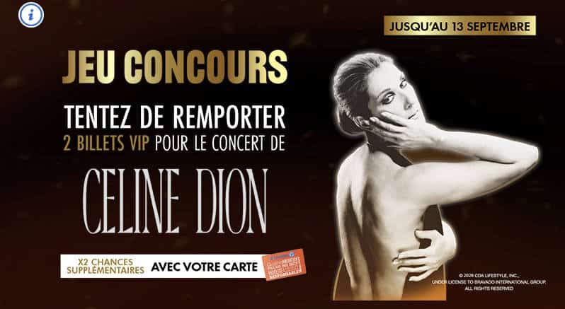 invitations VIP pour le concert de Céline Dion